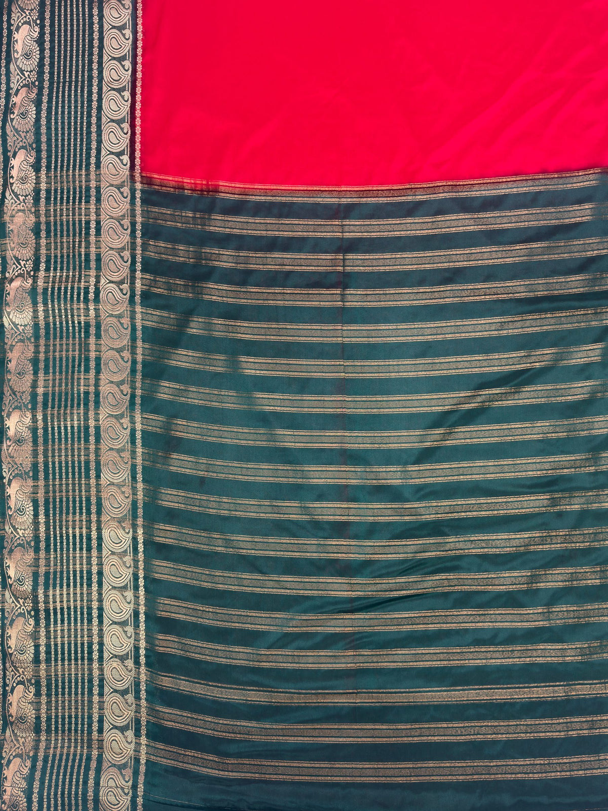 MIMOSA Red Saree Saree — pallu and zari work detail