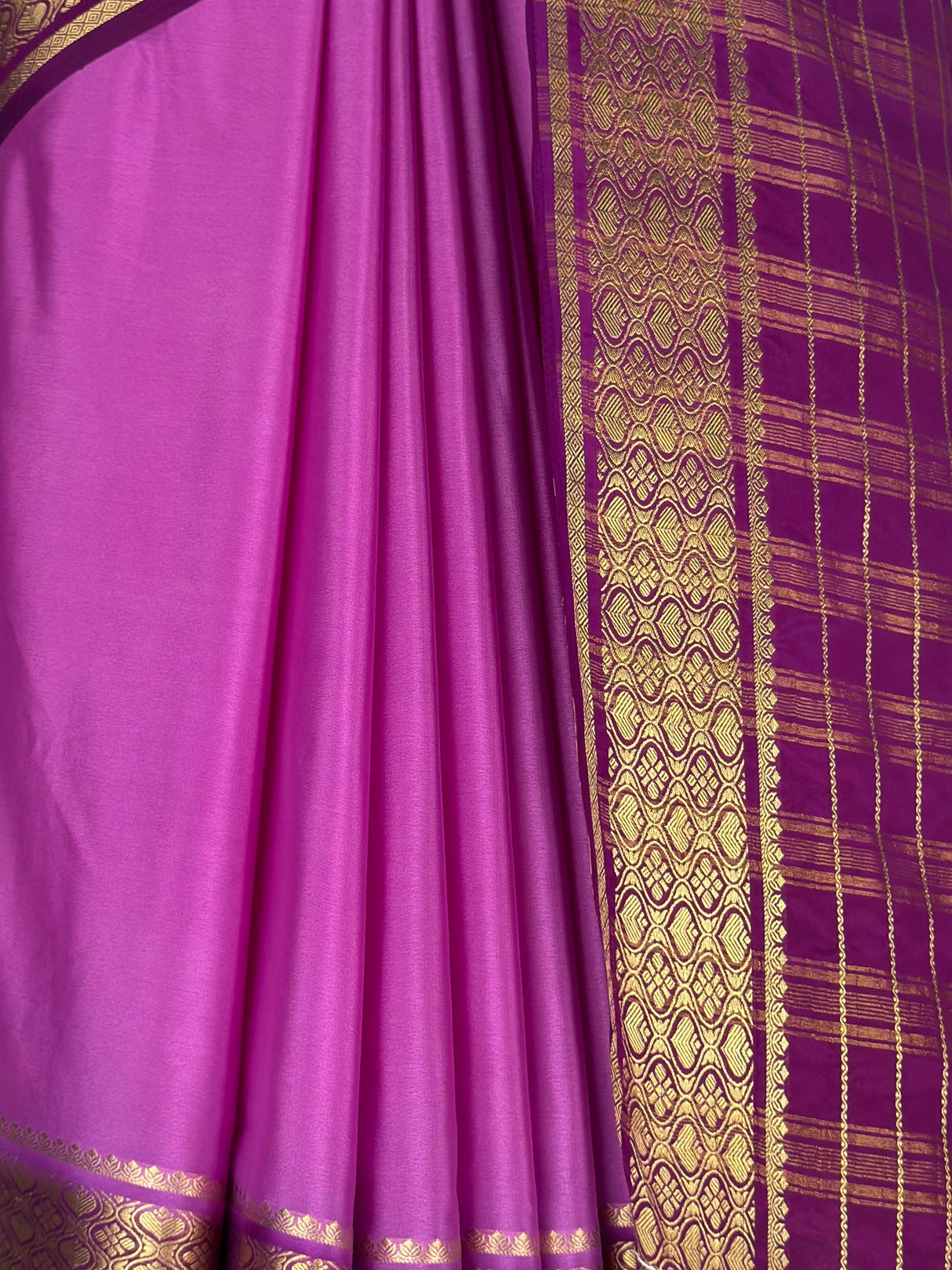MIMOSA Lavender Mysore Silk crepe Saree — Saree border detail