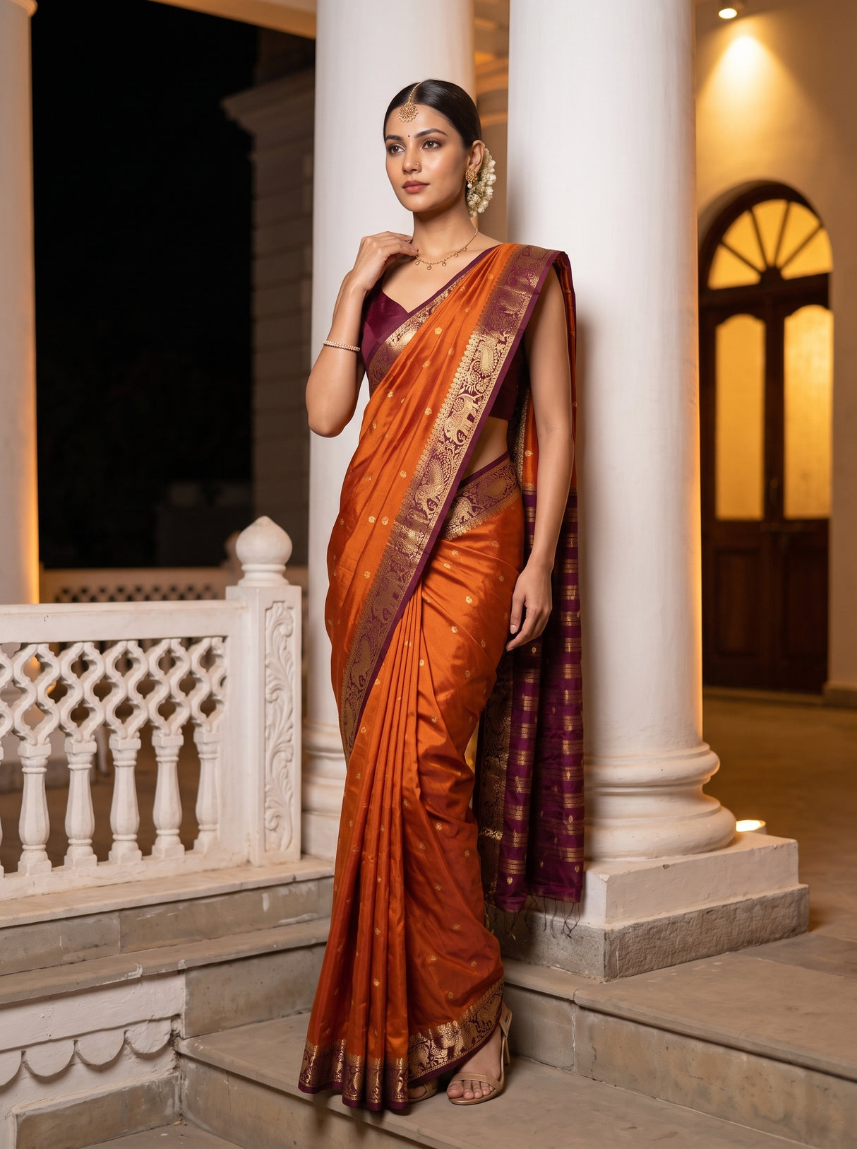 MIMOSA Mustard Saree Saree — pose 5 styling detail