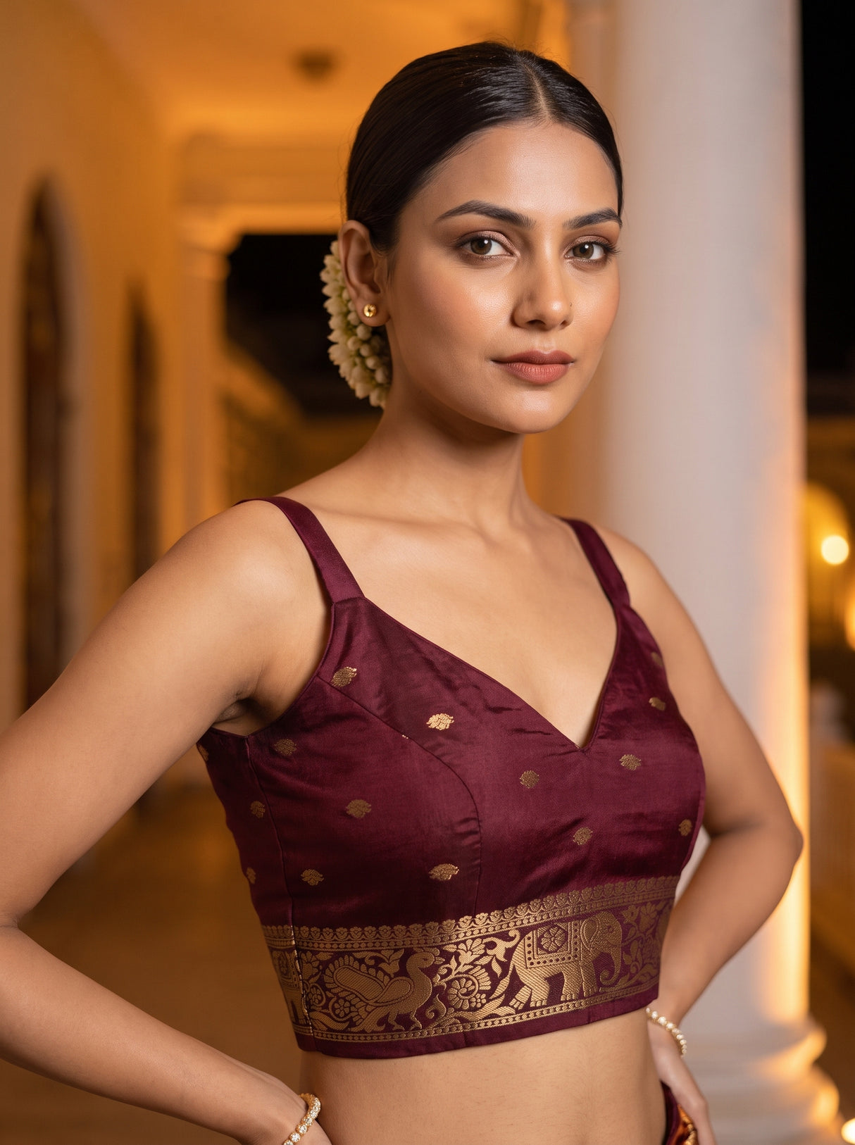 MIMOSA Mustard Saree Saree — blouse close-up