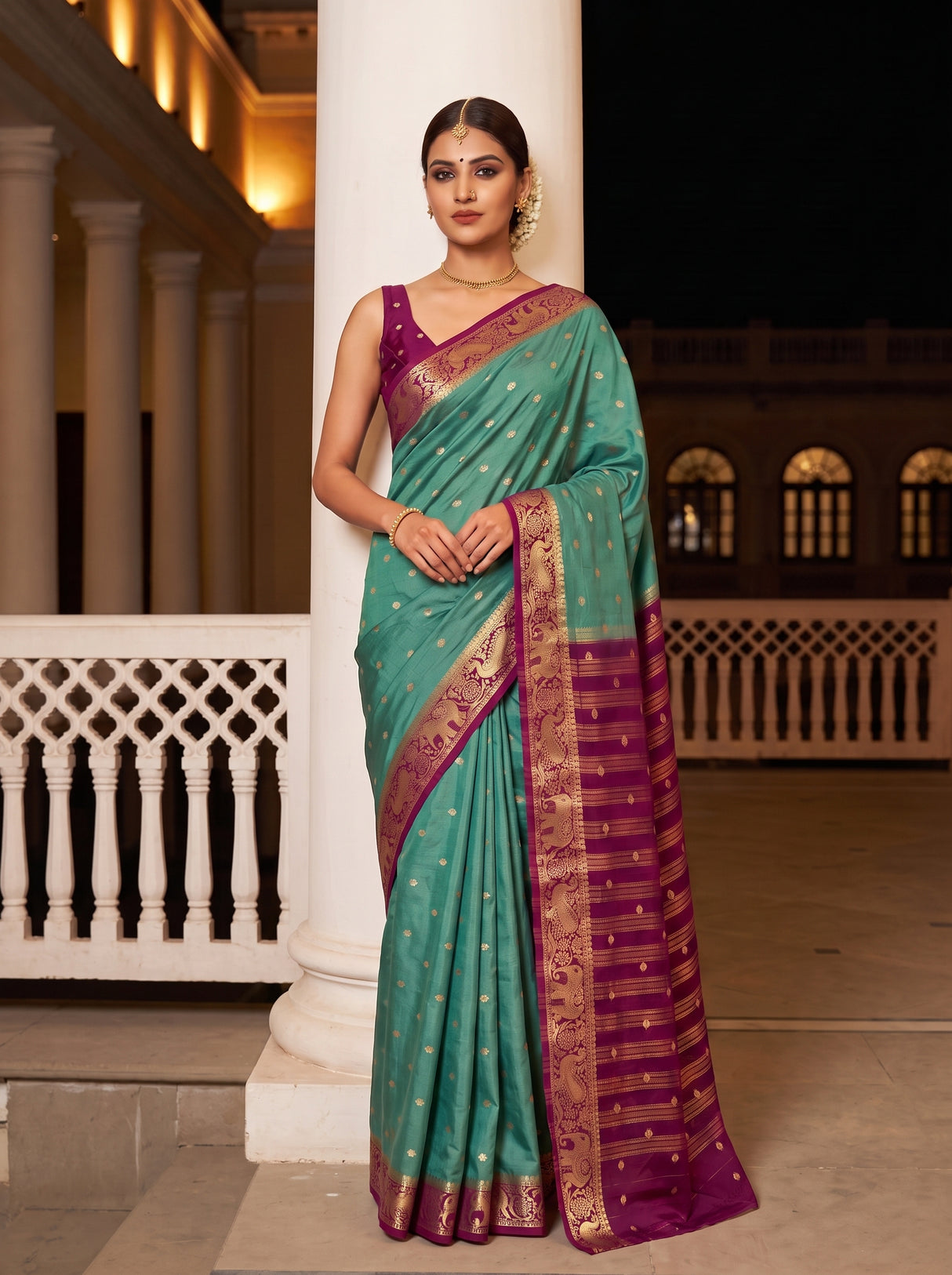 MIMOSA Pista Saree Saree — pose 5 styling detail