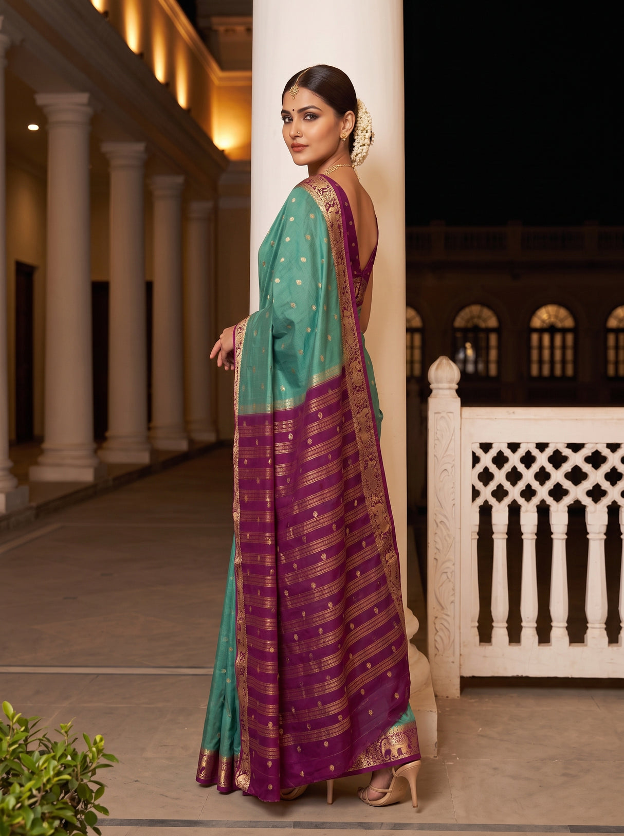 MIMOSA Pista Saree Saree — pose 7 styling detail