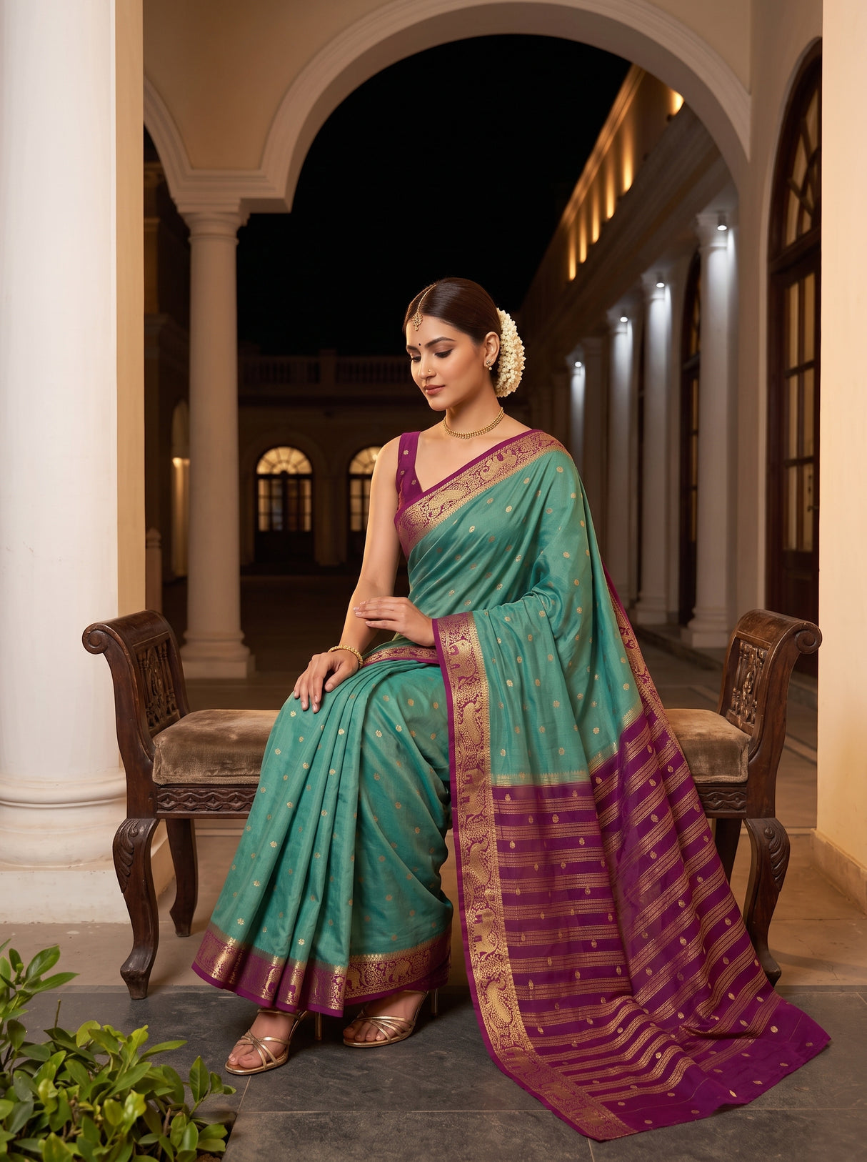 MIMOSA Pista Saree Saree — pose 8 styling detail