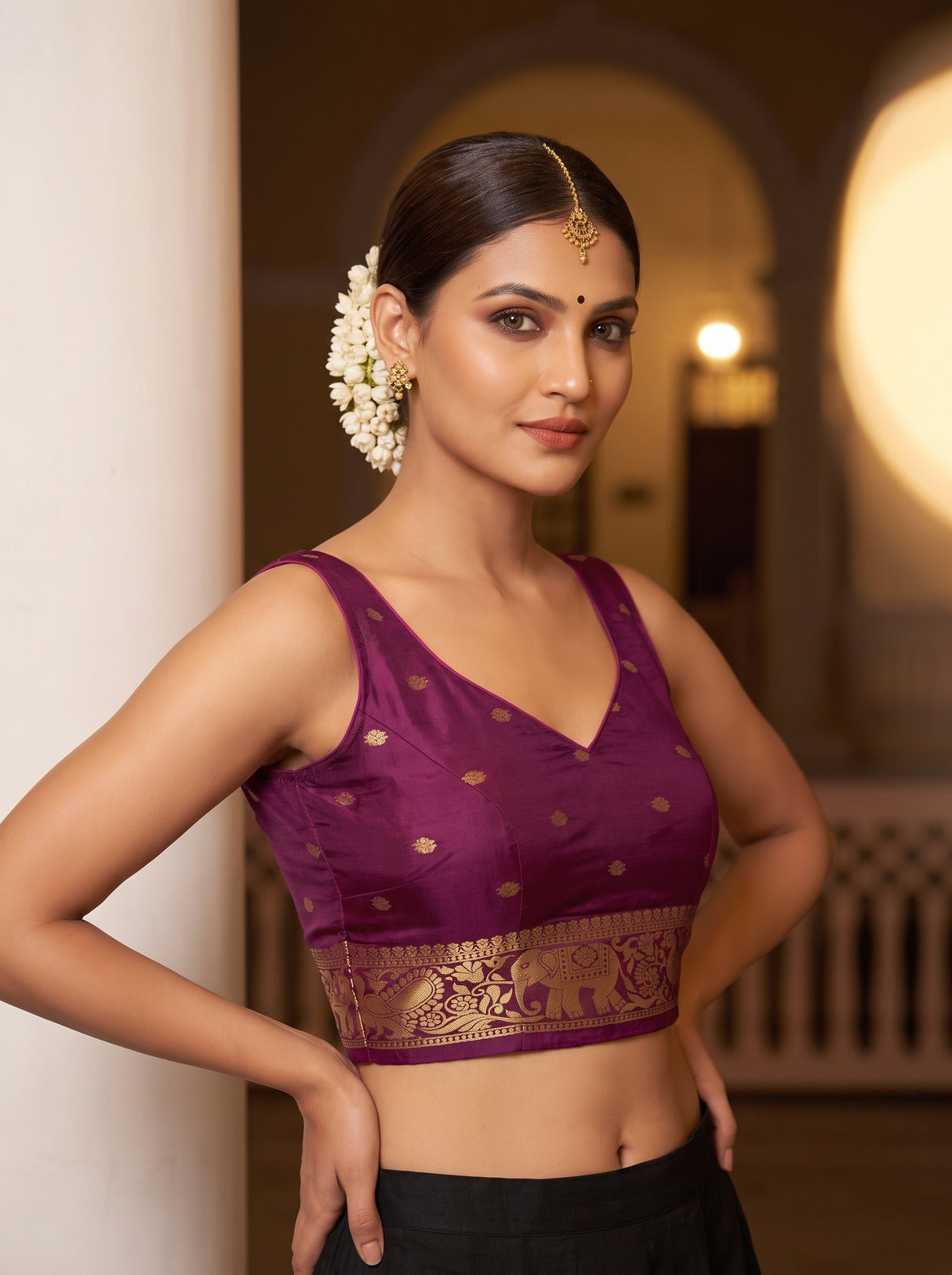 MIMOSA Pista Saree Saree — blouse close-up