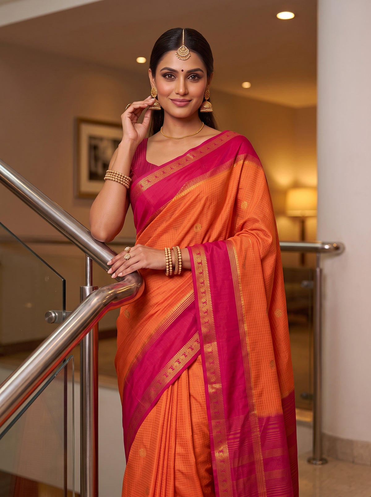 MIMOSA Peach Saree Saree — pose 10 styling detail