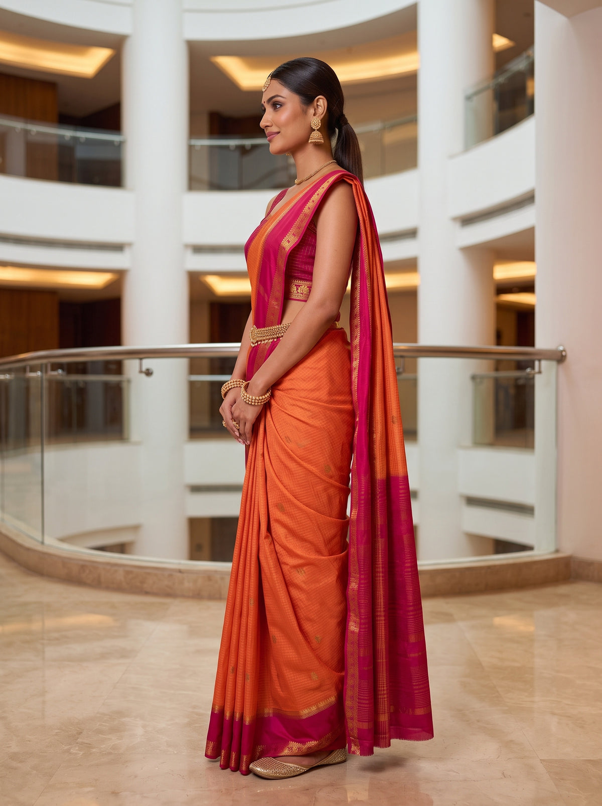 MIMOSA Peach Saree Saree — pose 3 styling detail