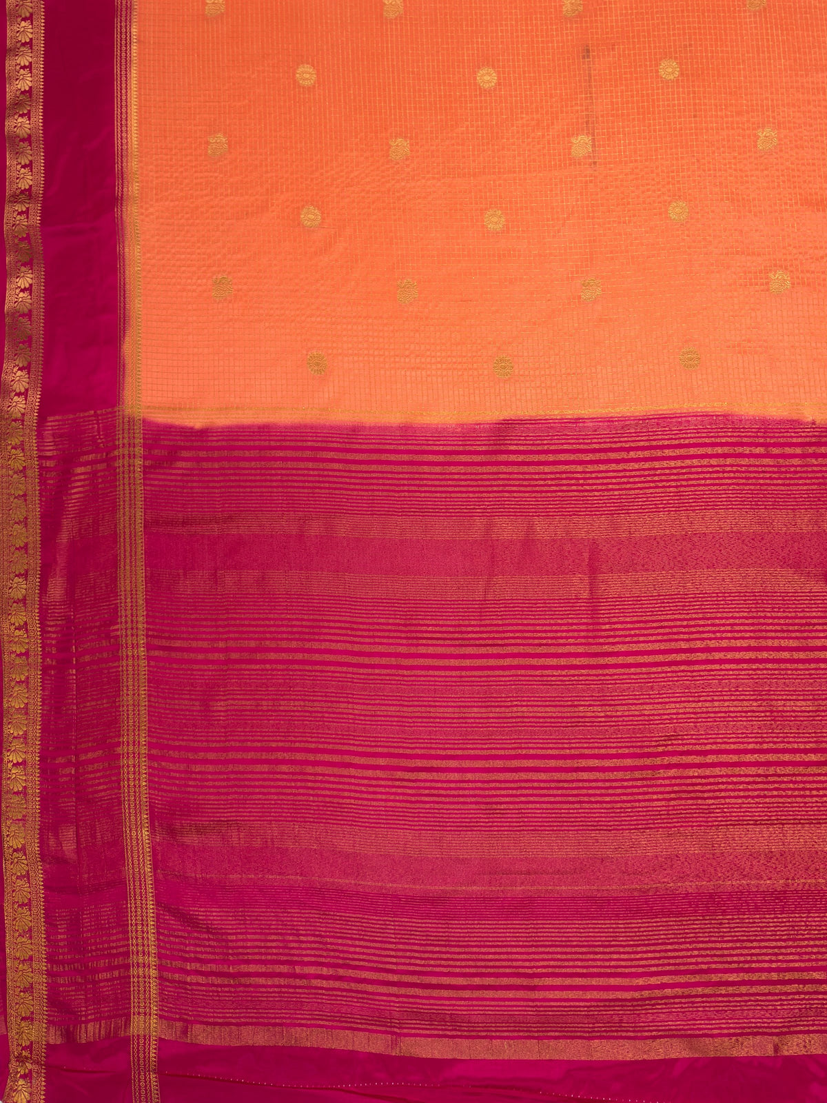 MIMOSA Peach Saree Saree — pallu and zari work detail