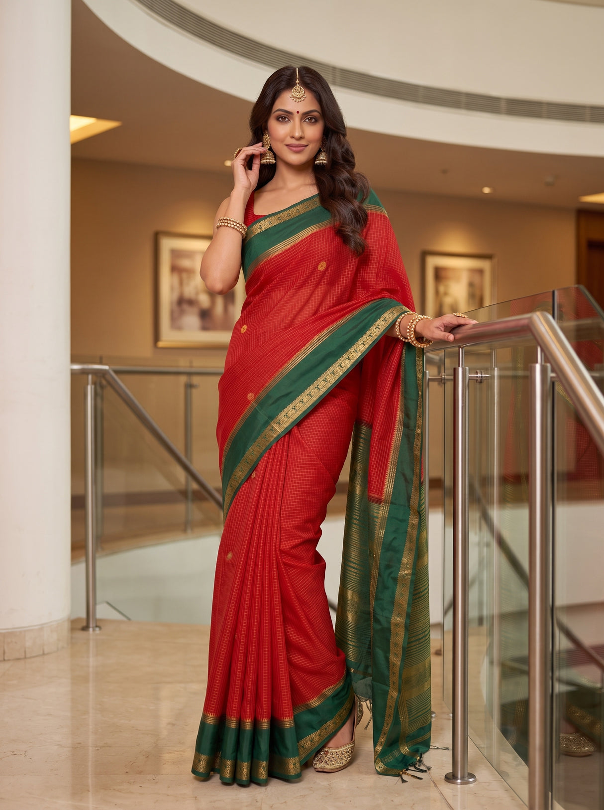 MIMOSA Red Saree Saree — pose 5 styling detail