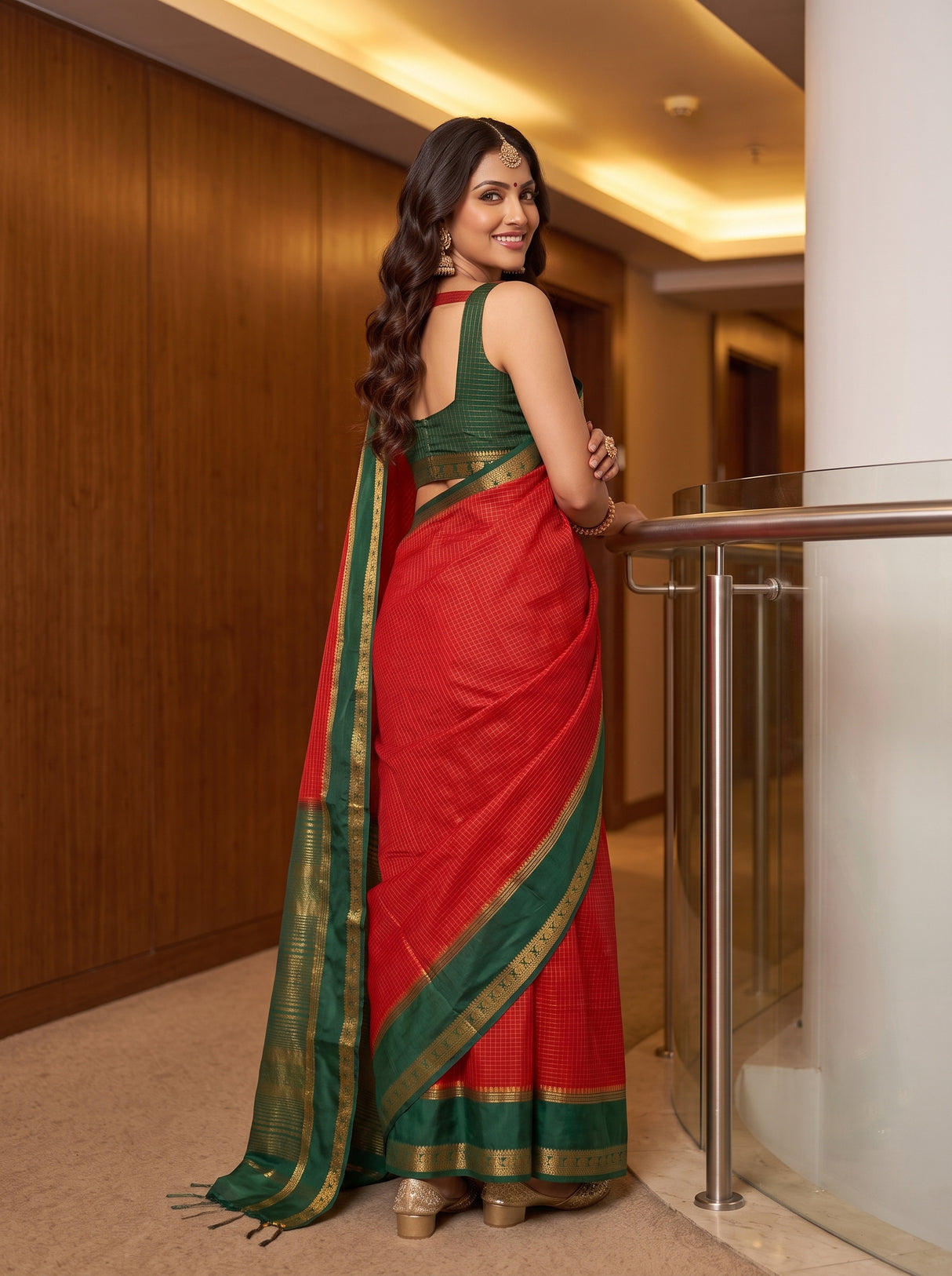 MIMOSA Red Saree Saree — pose 7 styling detail