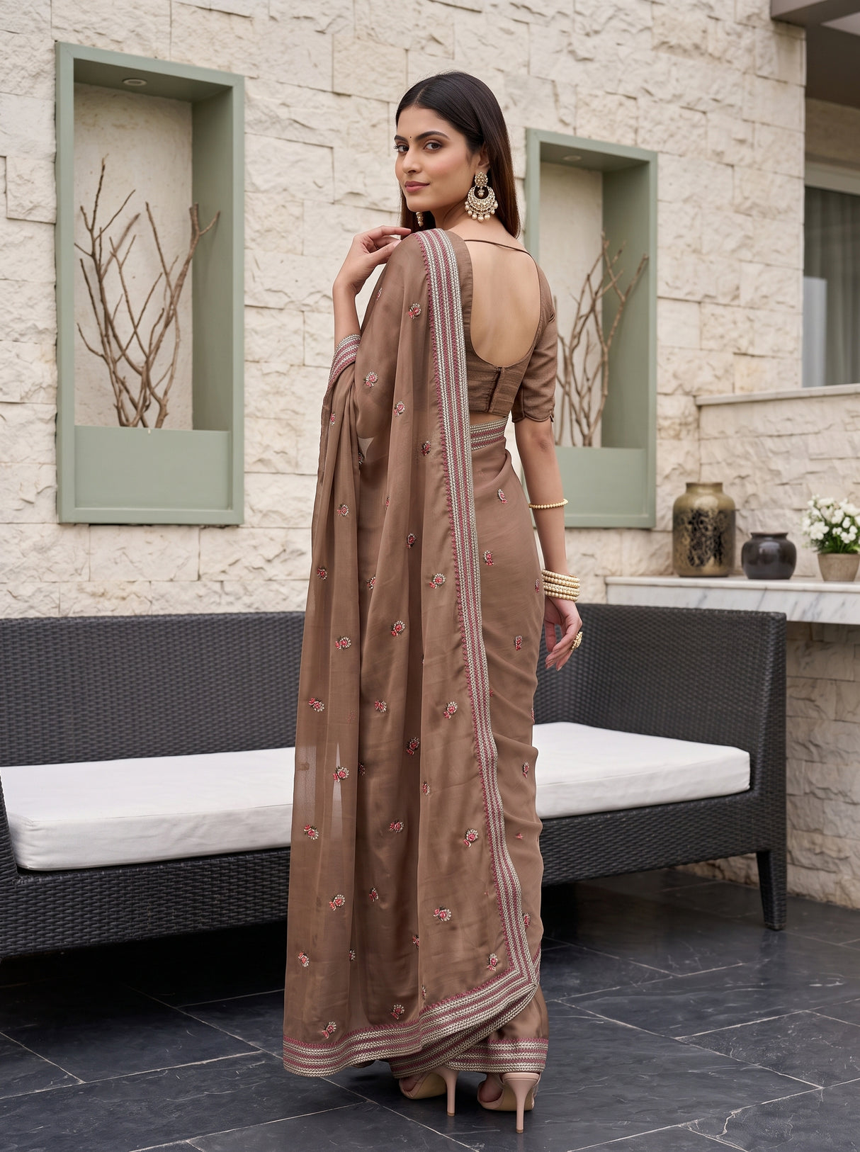 MIMOSA Chiku Saree Saree — pose 7 styling detail