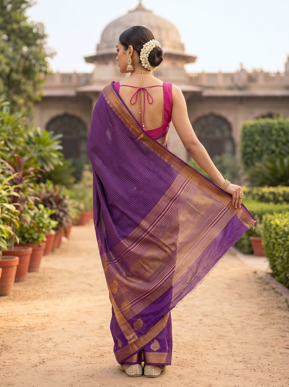 MIMOSA Jamun Kanjivaram Art Silk Saree — Saree pallu and body shot