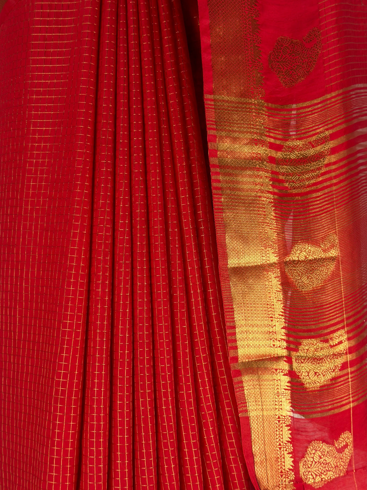 MIMOSA Red Saree Saree — fleets shot full lifestyle
