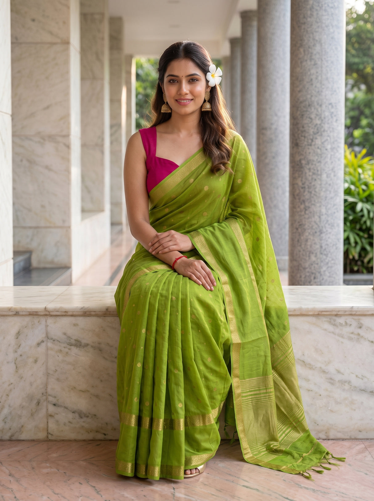 MIMOSA Olive Saree Saree — pose 8 styling detail