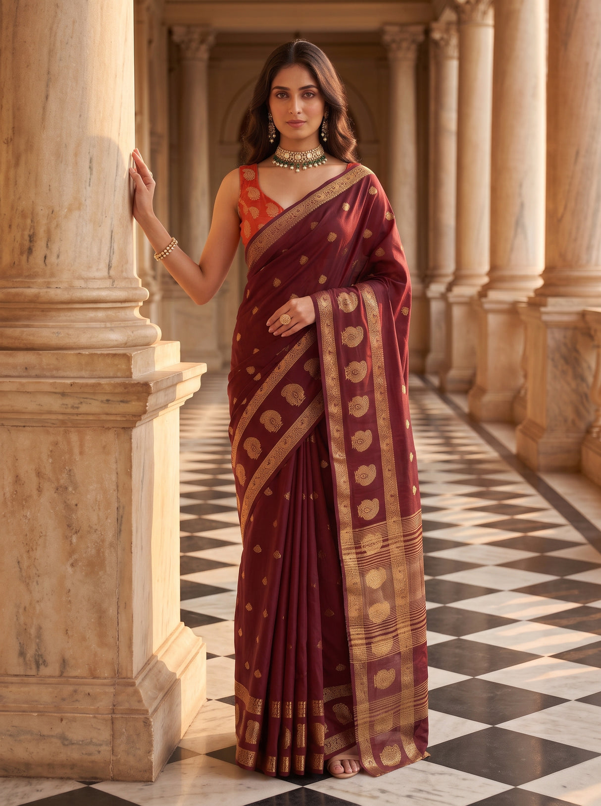 MIMOSA Chocolate Saree Saree — pose 5 styling detail