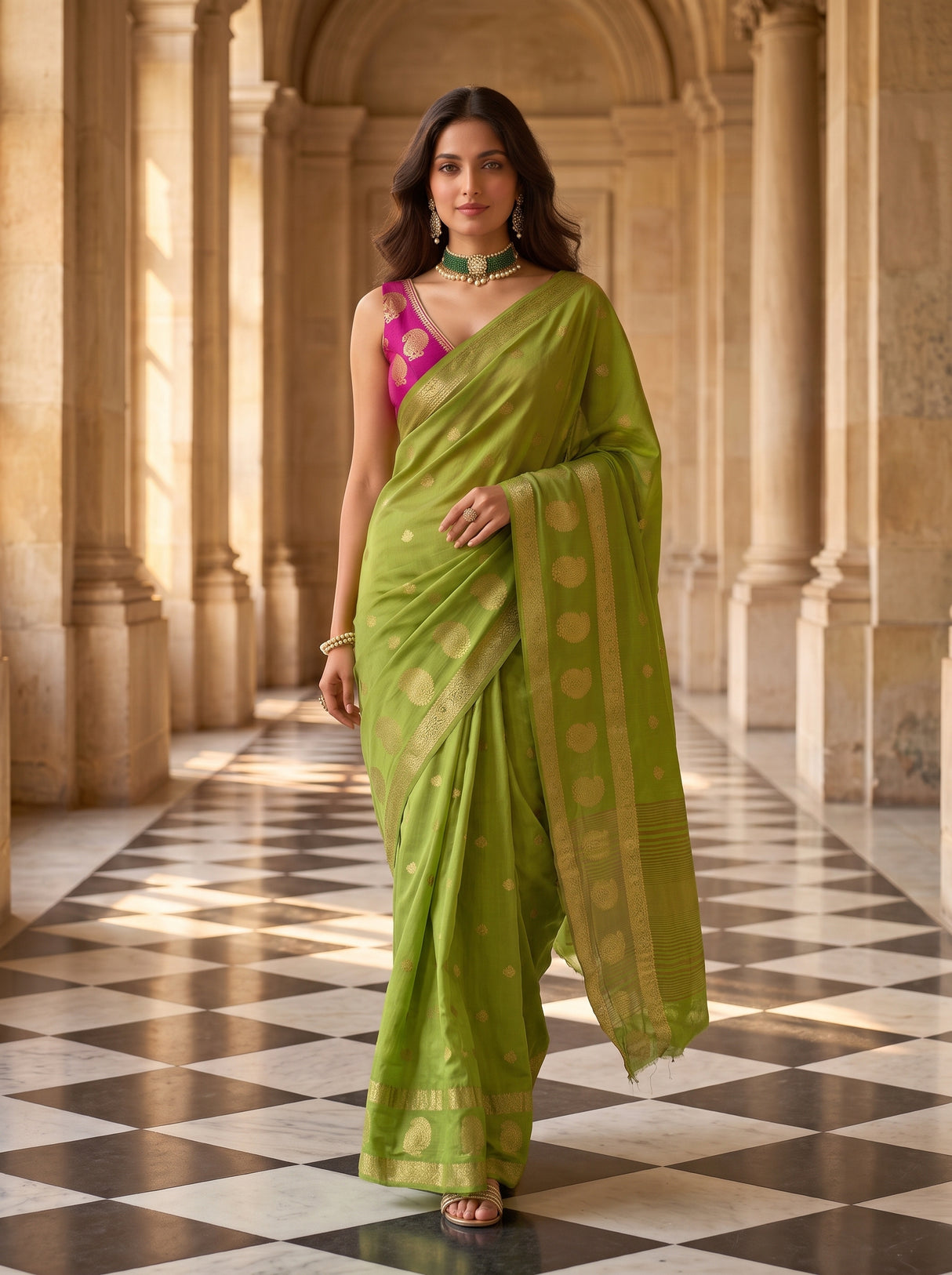 MIMOSA Olive Saree Saree — pose 7 styling detail