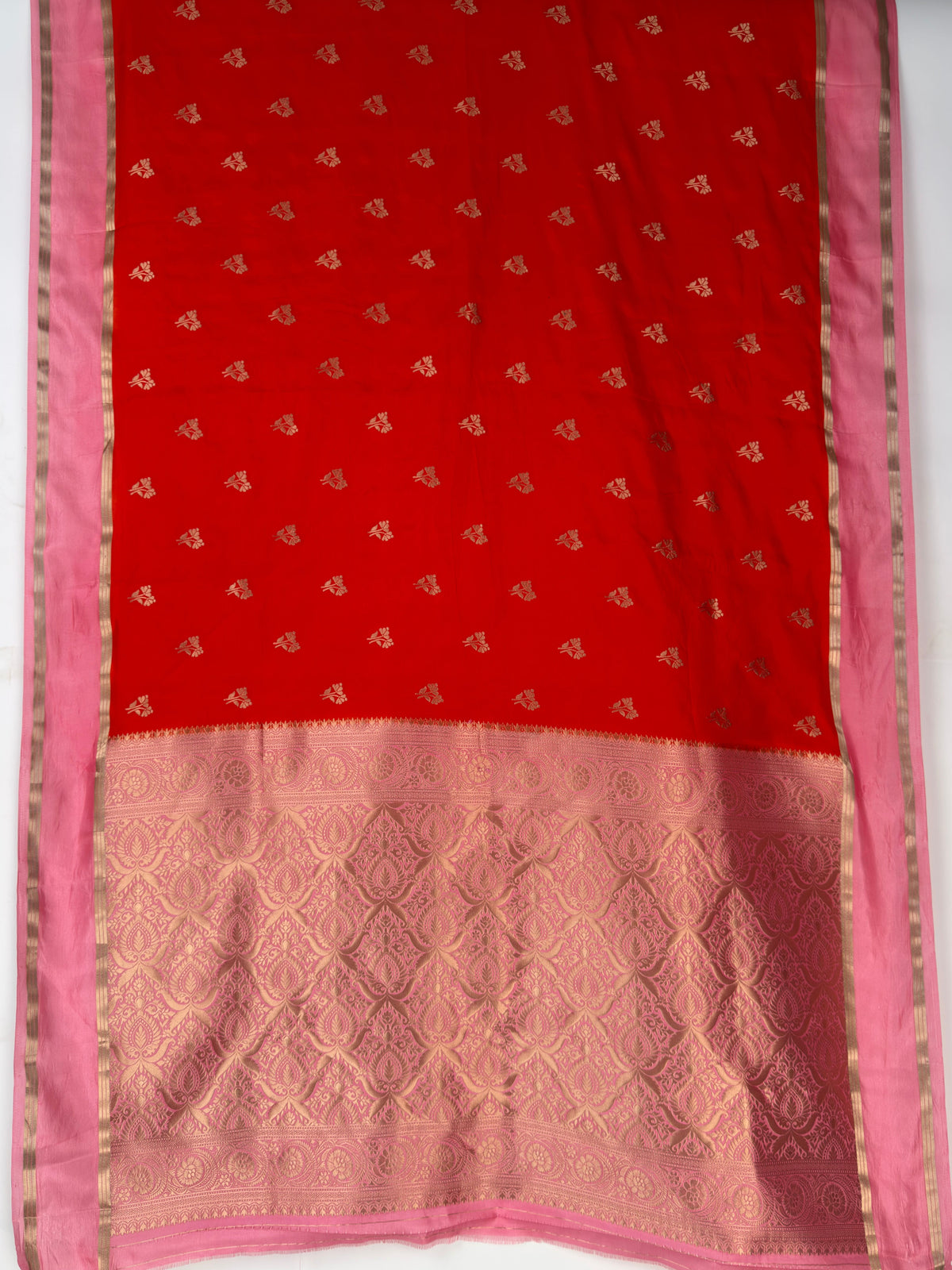 MIMOSA Orange Mysore Silk Saree — pallu and zari work detail