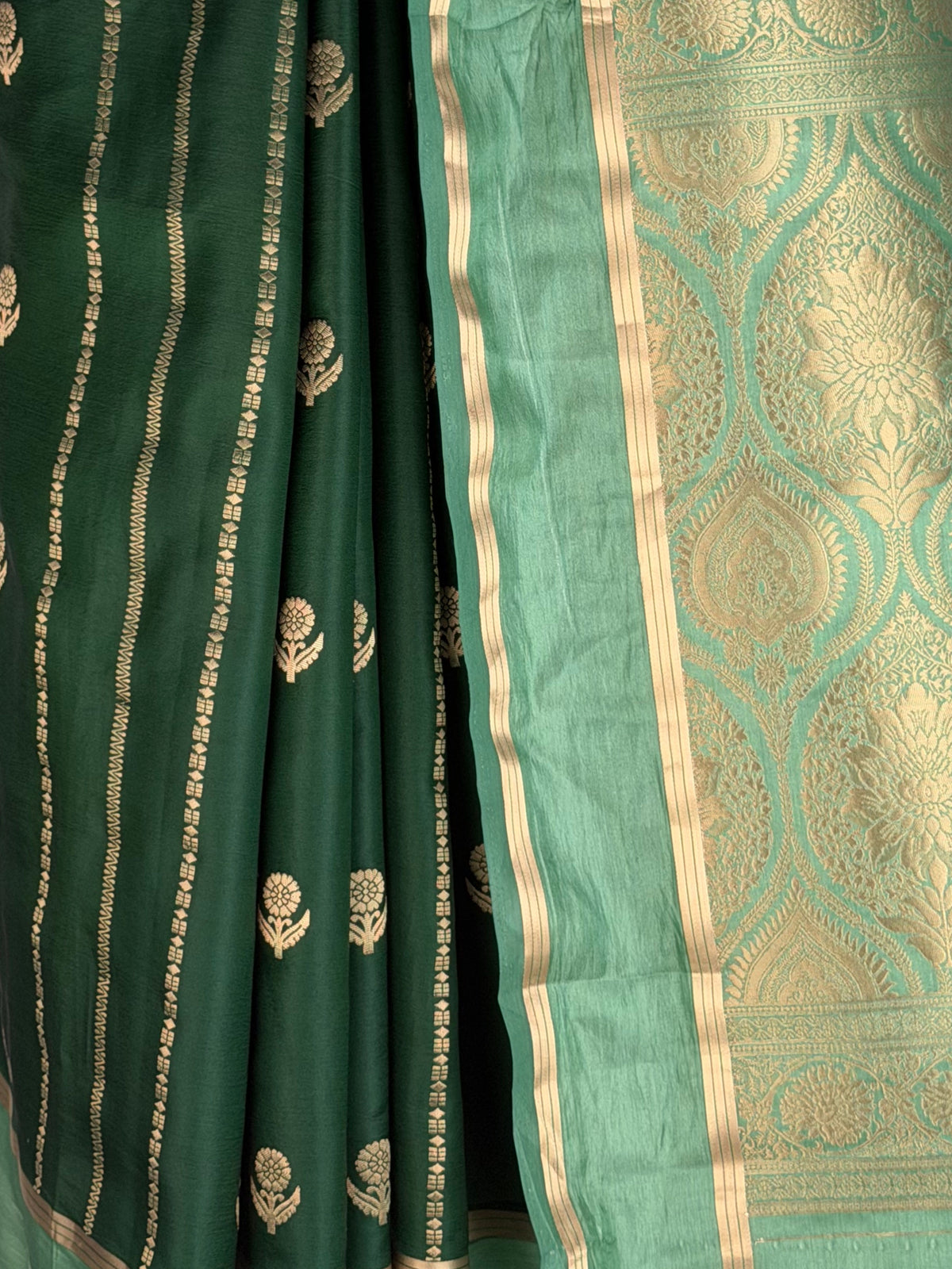 MIMOSA Bottle Green Mysore Silk Saree — fleets shot full lifestyle