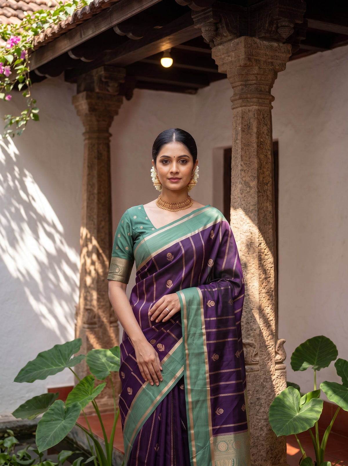 MIMOSA Jamun Mysore Silk Saree — pose 10 styling detail