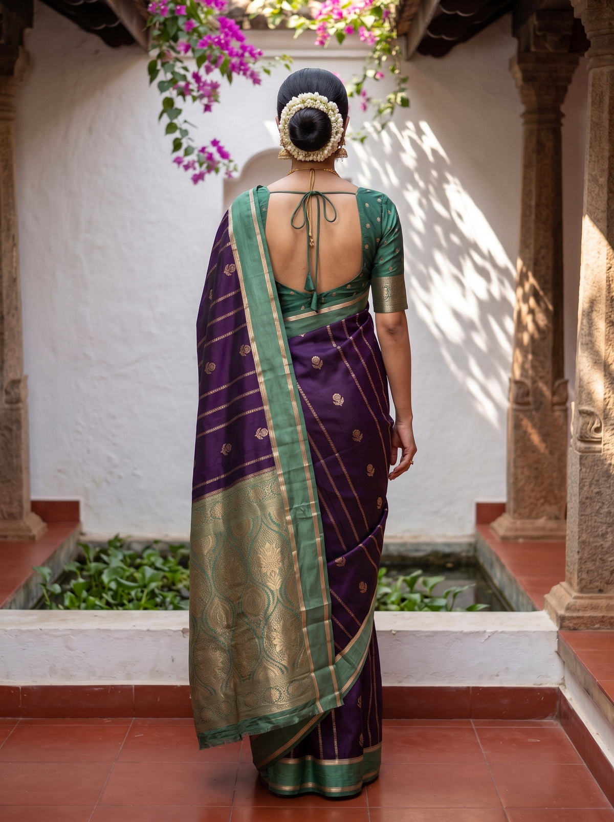 MIMOSA Jamun Mysore Silk Saree — pose 2 styling detail