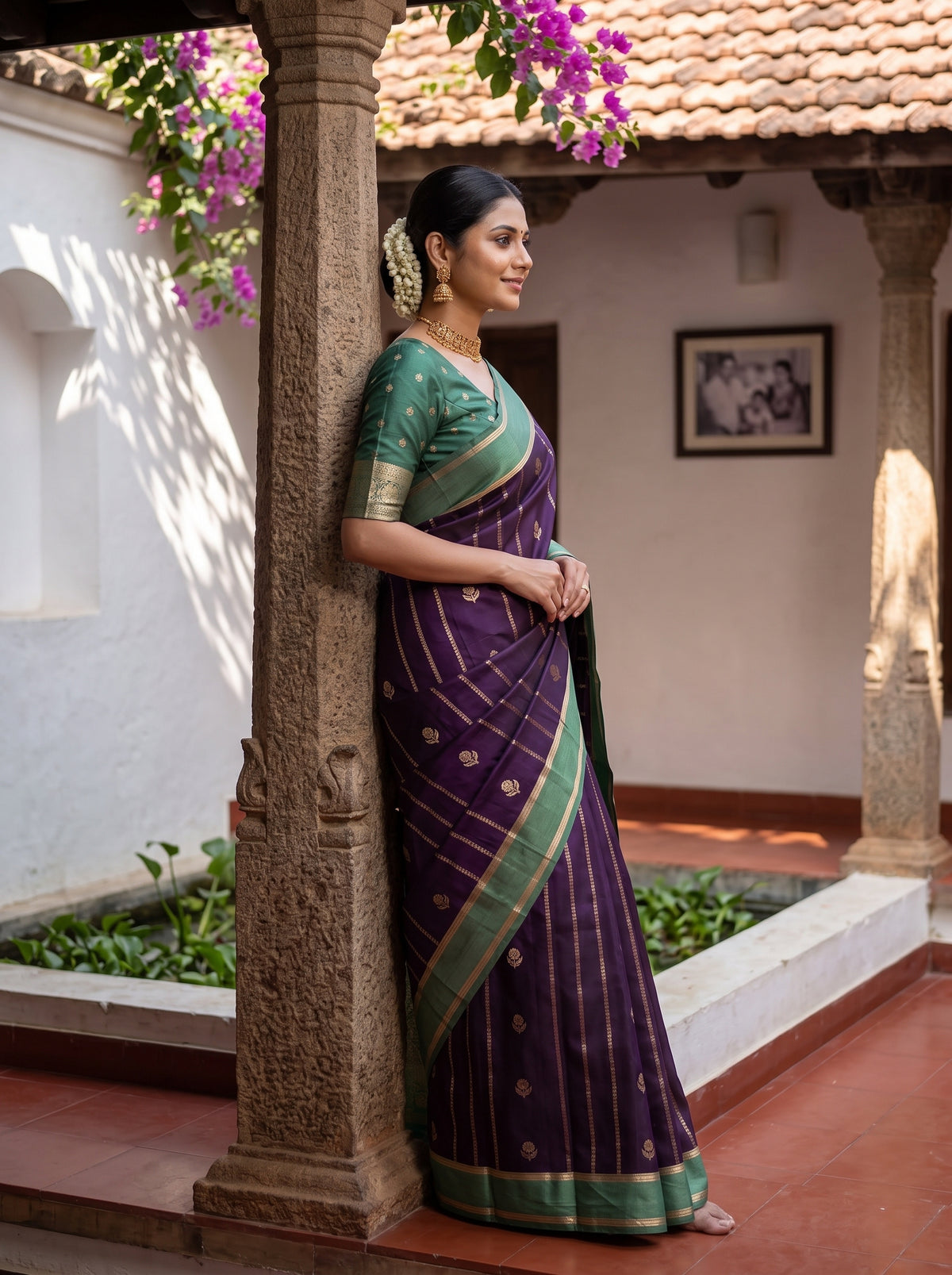 MIMOSA Jamun Mysore Silk Saree — pose 3 styling detail