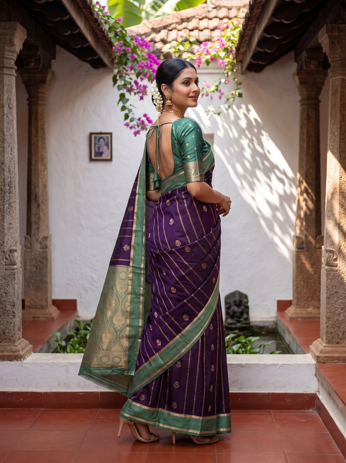 MIMOSA Jamun Mysore Silk Saree — pose 5 styling detail