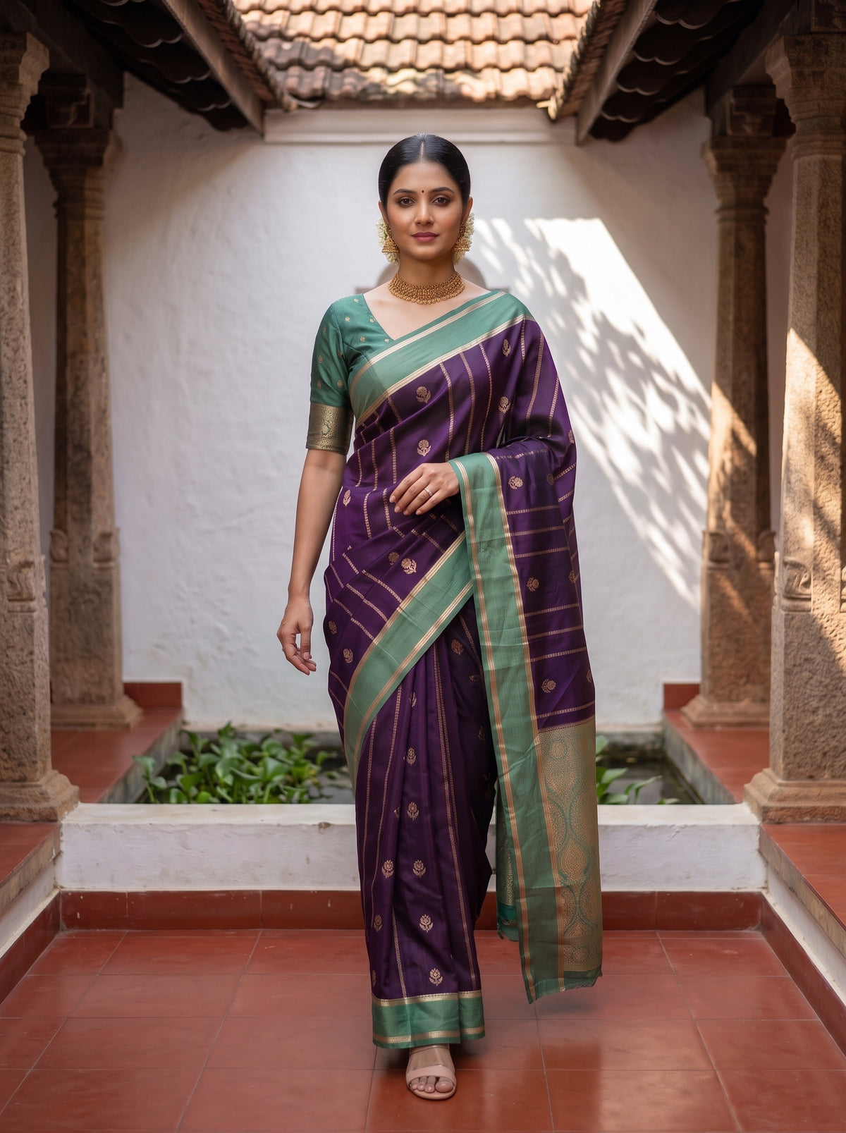 MIMOSA Jamun Mysore Silk Saree — pose 6 styling detail