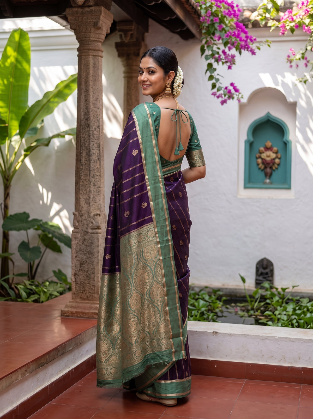 MIMOSA Jamun Mysore Silk Saree — pose 7 styling detail