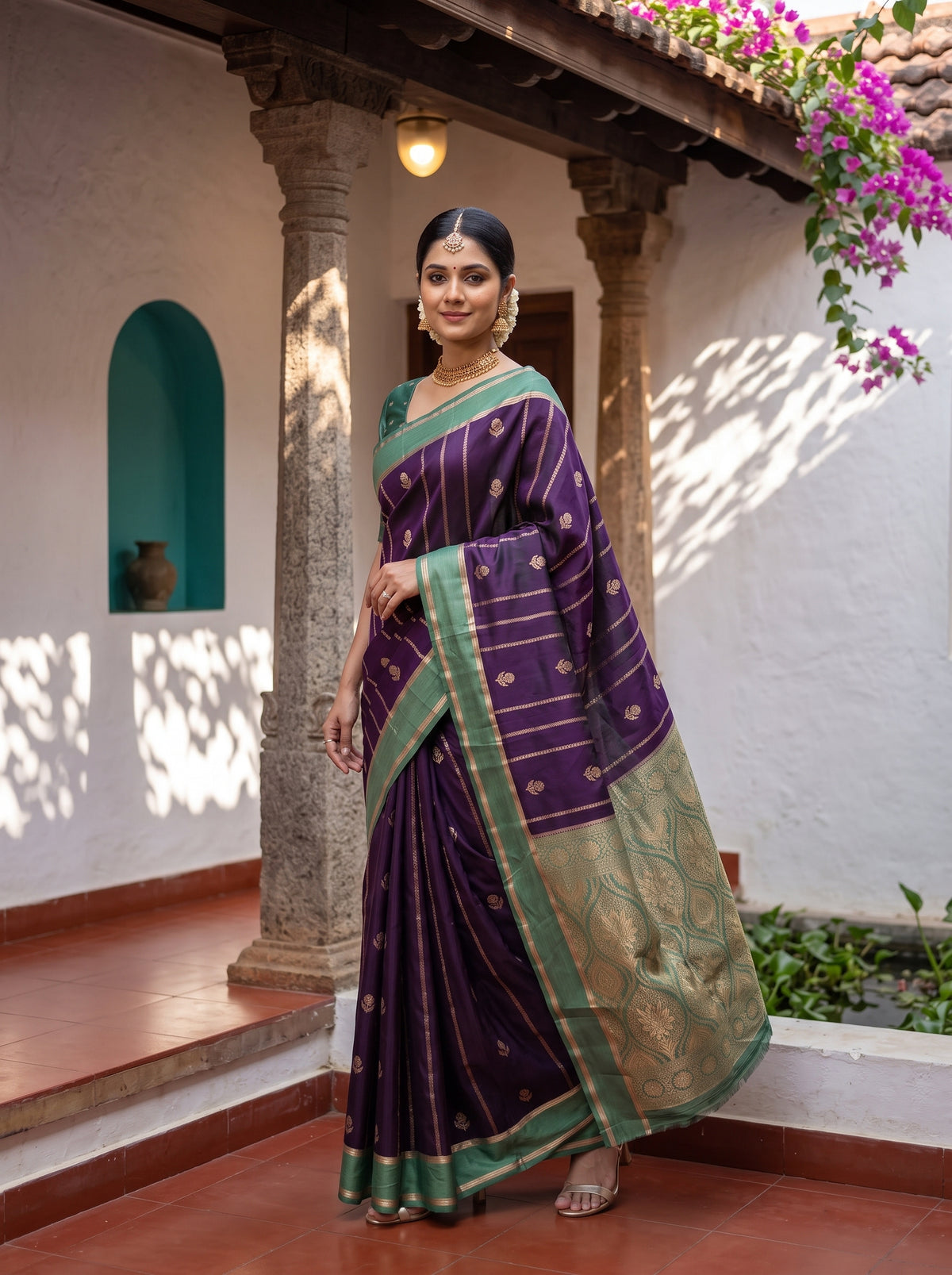 MIMOSA Jamun Mysore Silk Saree — pose 9 styling detail