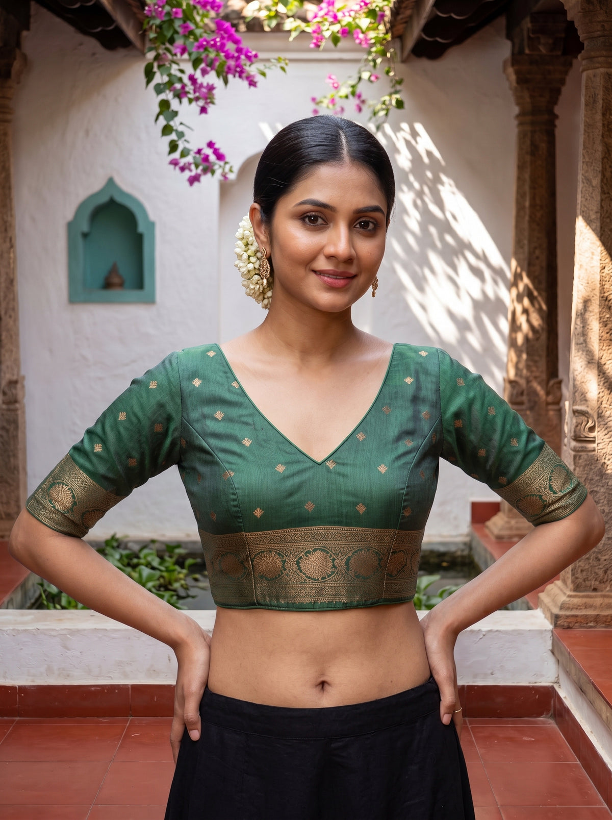 MIMOSA Jamun Mysore Silk Saree — blouse close-up