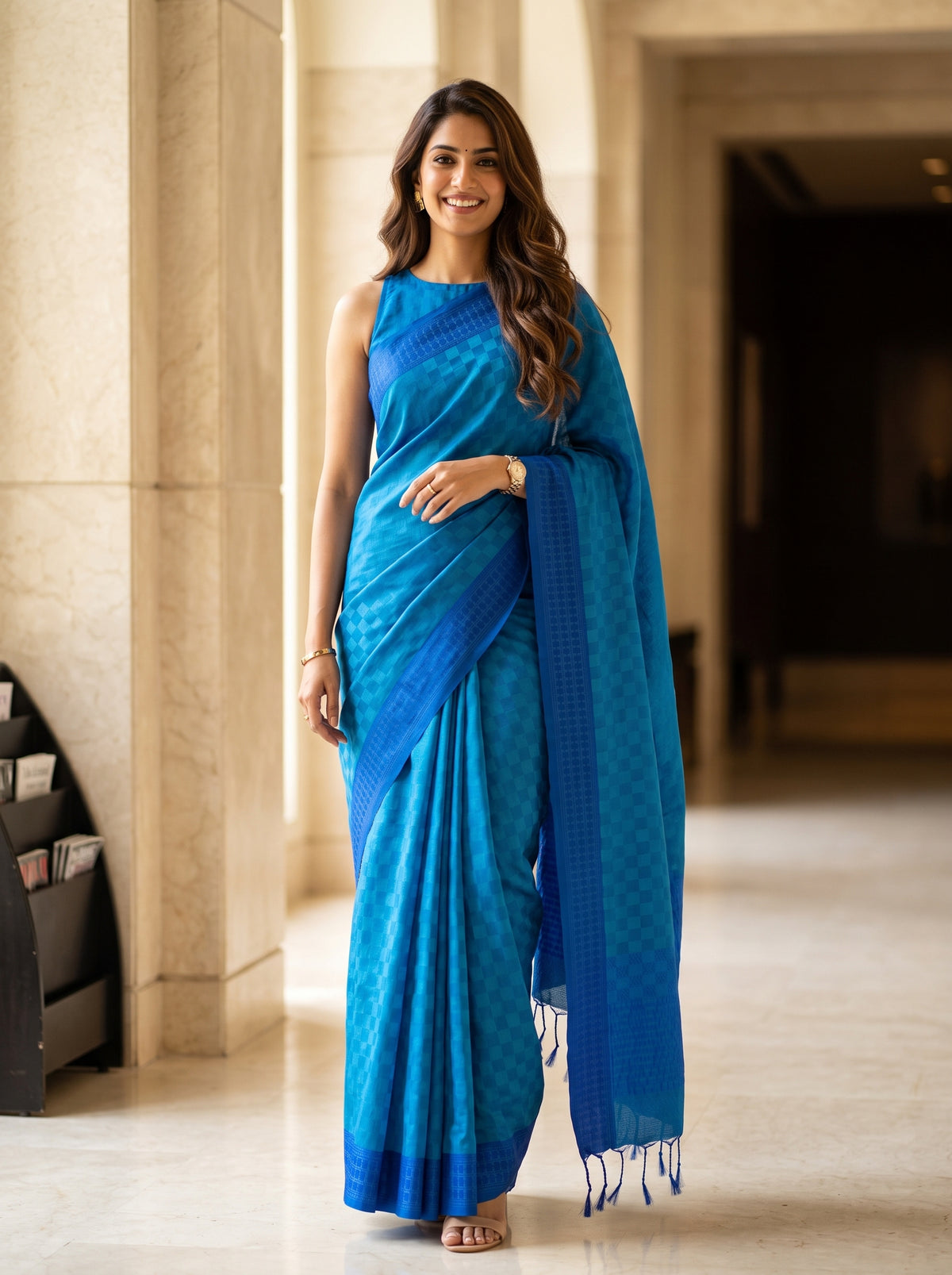 MIMOSA Ananda Bengaluru Saree — front view on mannequin