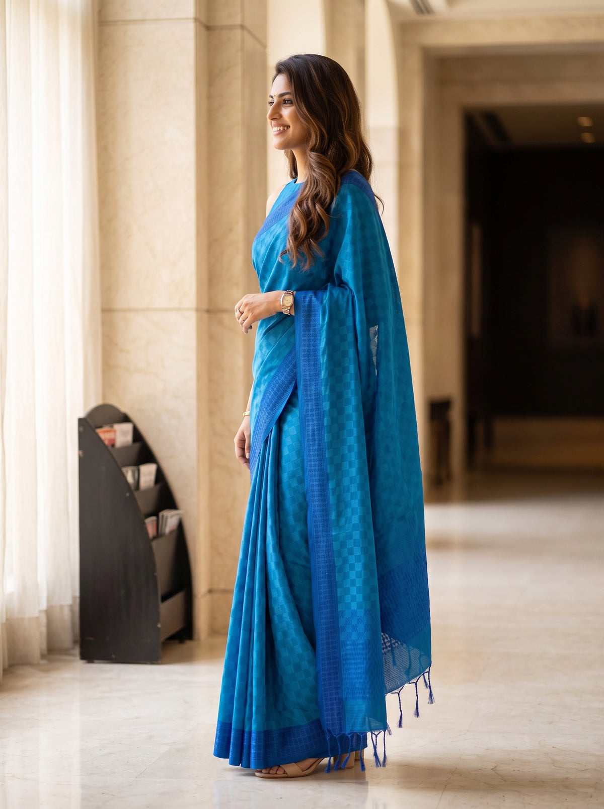MIMOSA Ananda Bengaluru Saree — pose 3 styling detail
