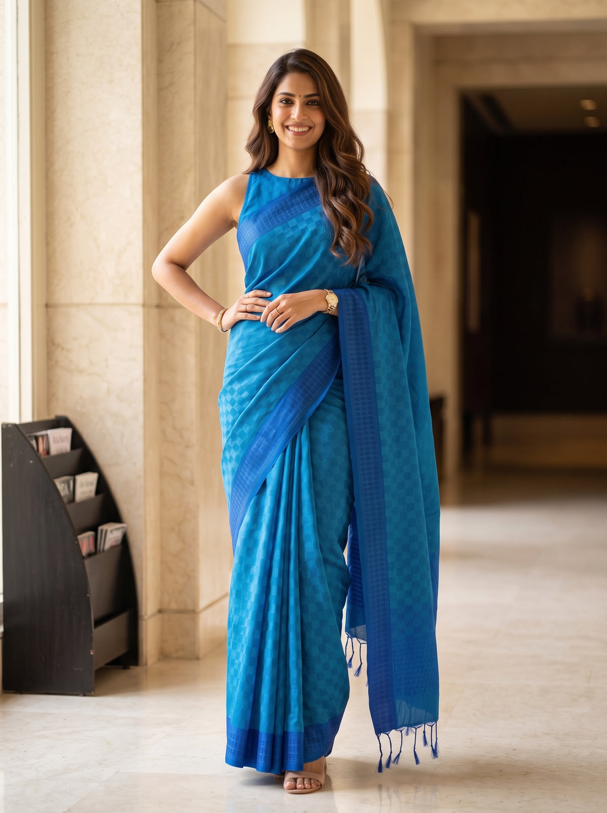 MIMOSA Ananda Bengaluru Saree — pose 4 styling detail