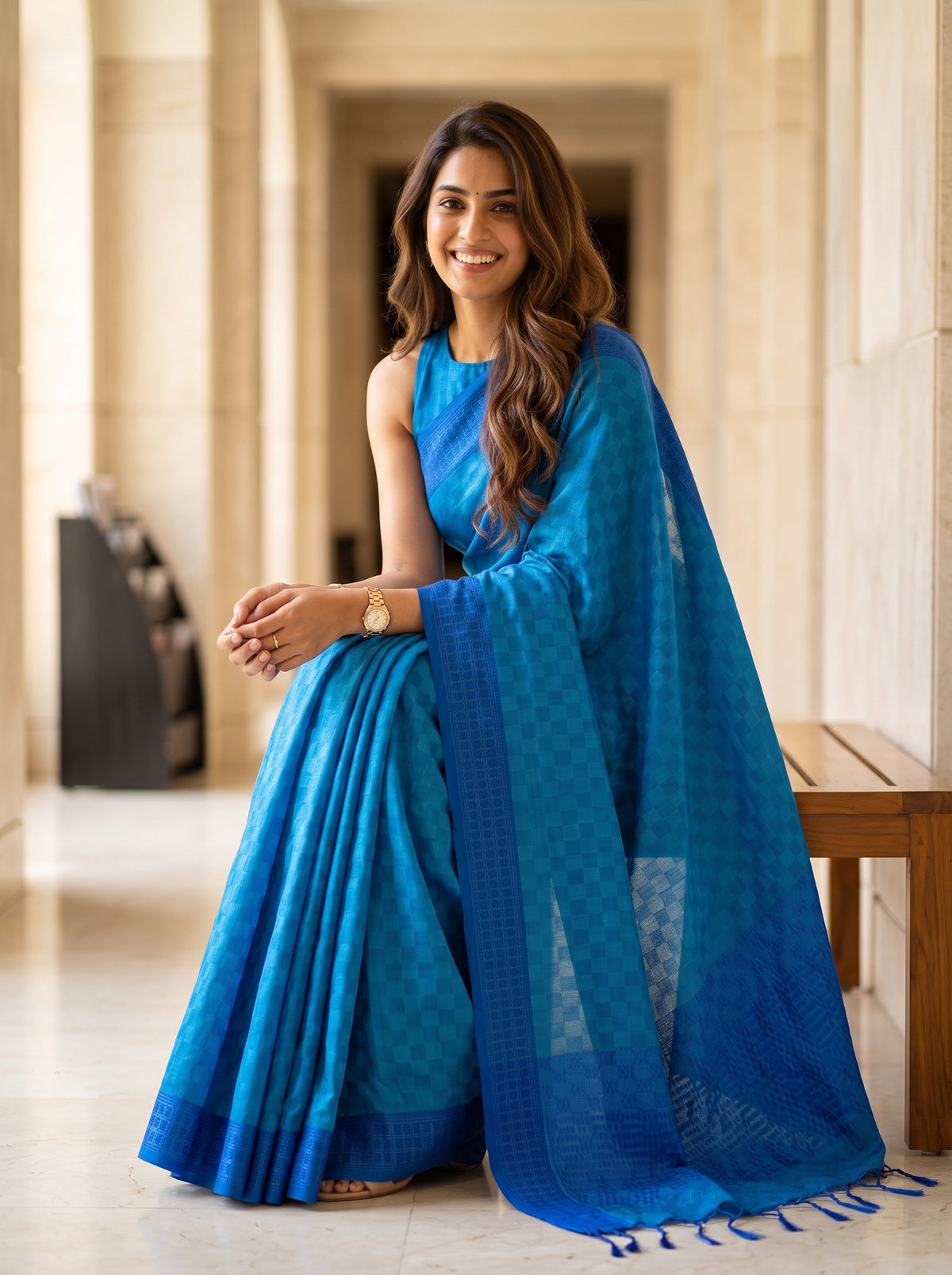 MIMOSA Ananda Bengaluru Saree — pose 8 styling detail