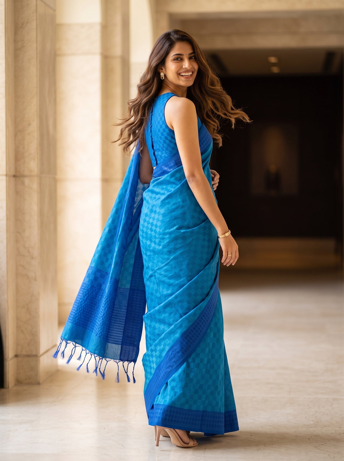 MIMOSA Ananda Bengaluru Saree — pose 9 styling detail