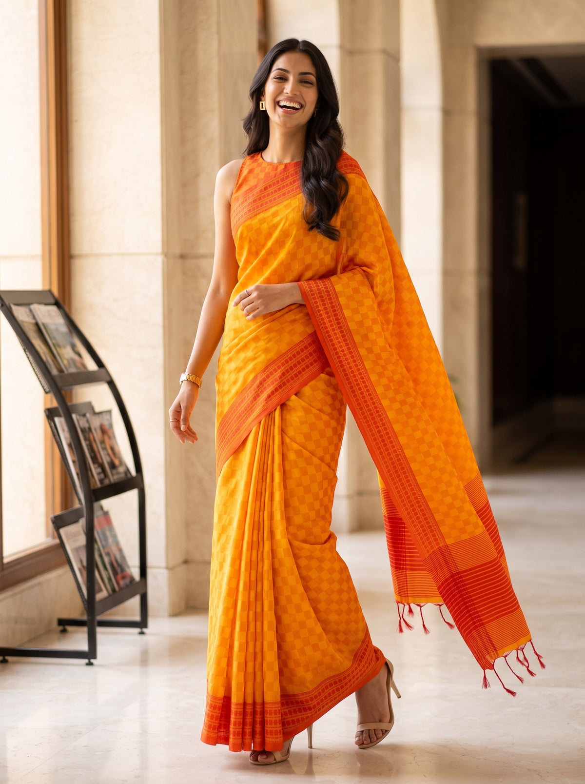 MIMOSA Gold Bengaluru Saree — pose 5 styling detail