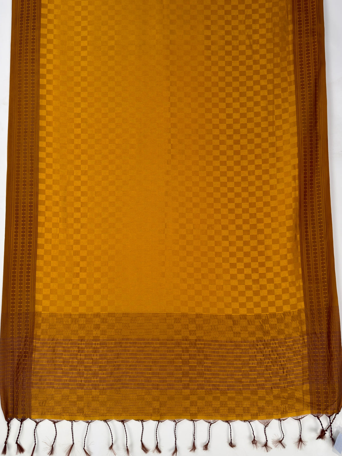 MIMOSA Mustard Bengaluru Saree — pallu and zari work detail