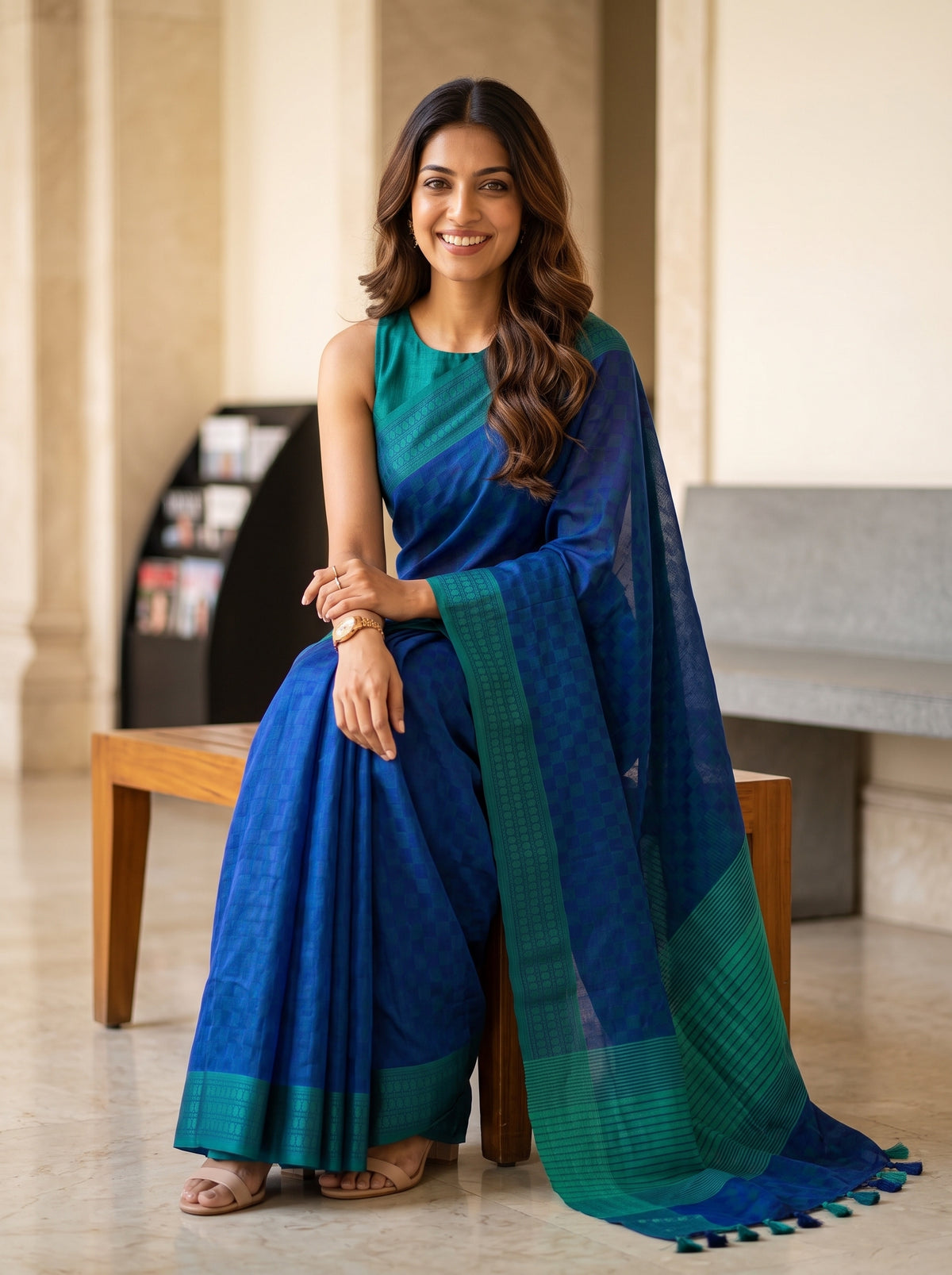 MIMOSA Navy Bengaluru Saree — pose 8 styling detail