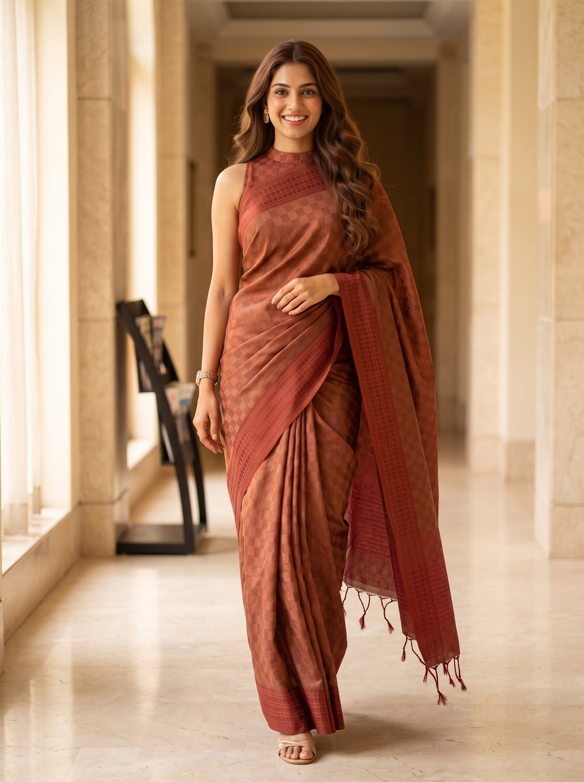 MIMOSA Peach Bengaluru Saree — pose 6 styling detail