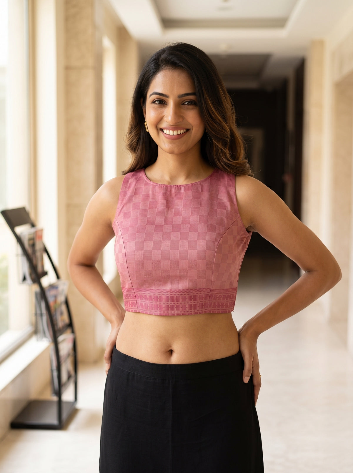 MIMOSA Pink Bengaluru Saree — blouse close-up