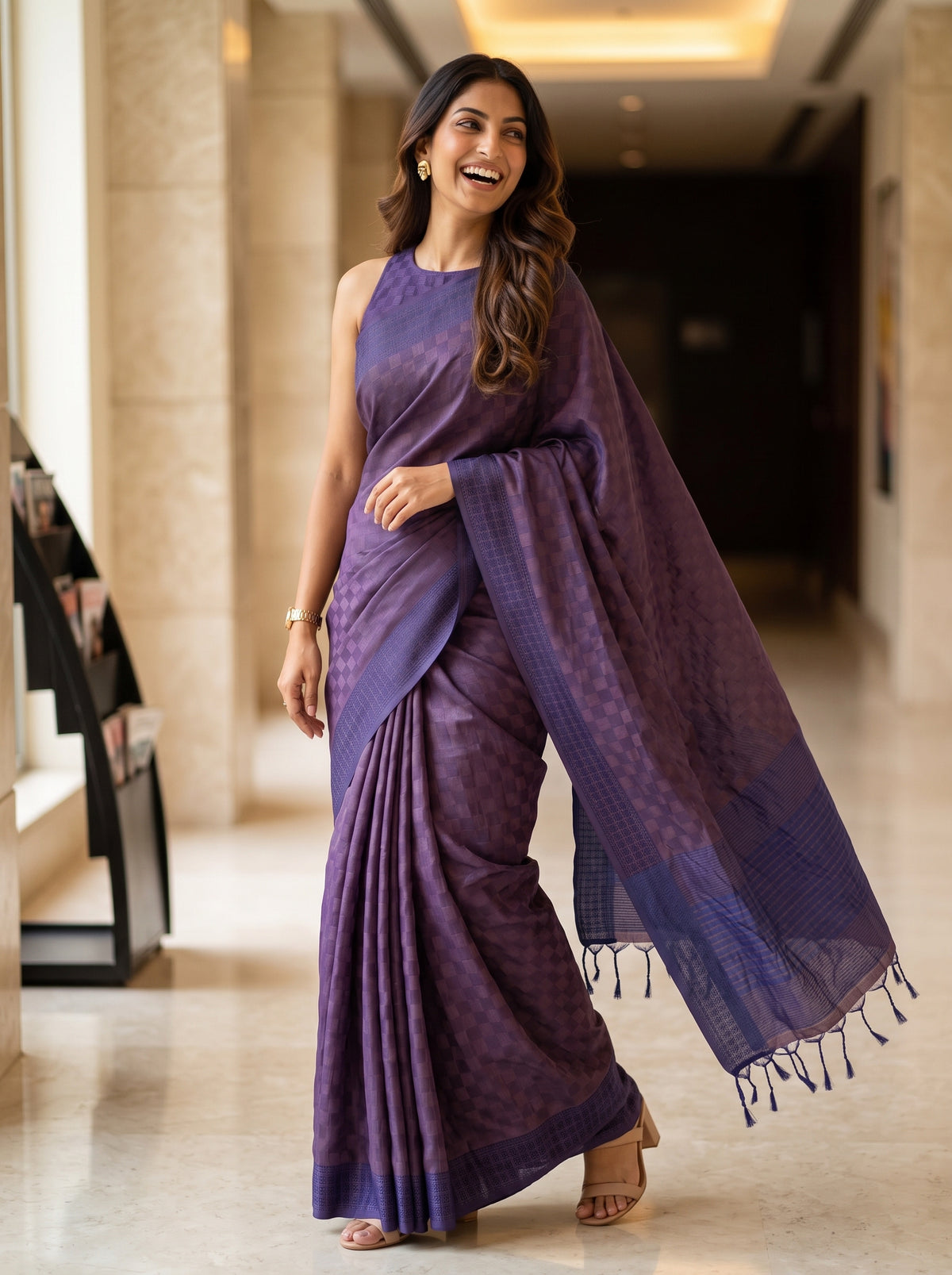 MIMOSA Purple Bengaluru Saree — pose 5 styling detail
