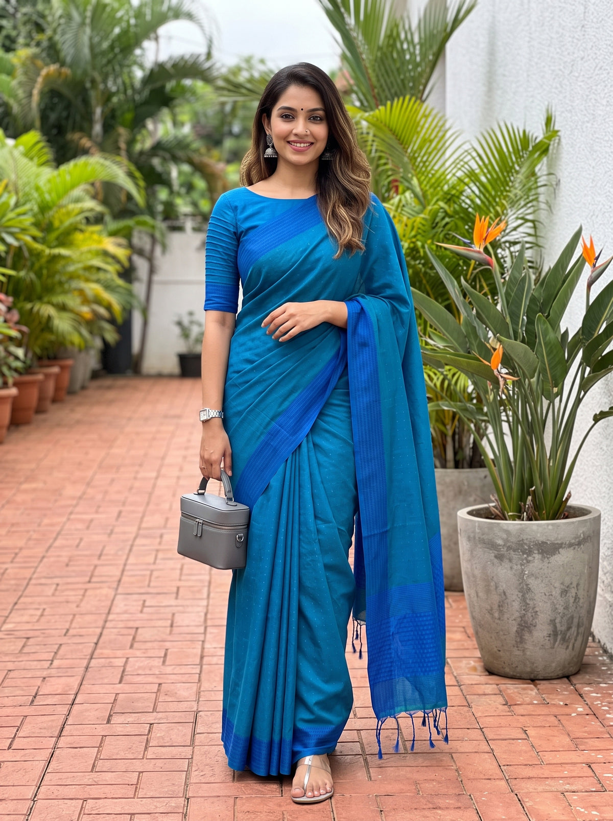 MIMOSA Ananda Bengaluru Art Silk Saree — AI Model lifestyle