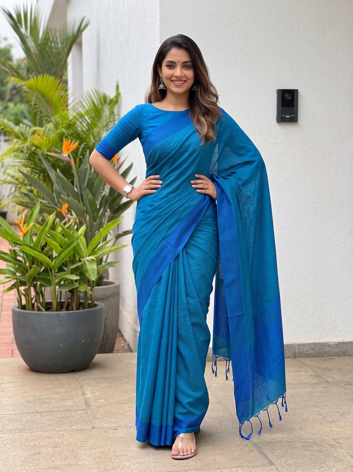 MIMOSA Ananda Bengaluru Art Silk Saree — pose 4 styling detail