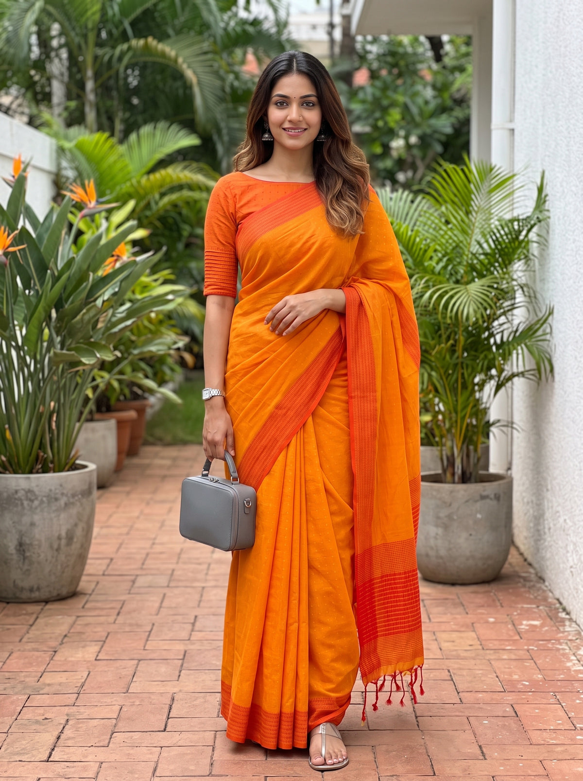 MIMOSA Gold Bengaluru Art Silk Saree — AI Model lifestyle