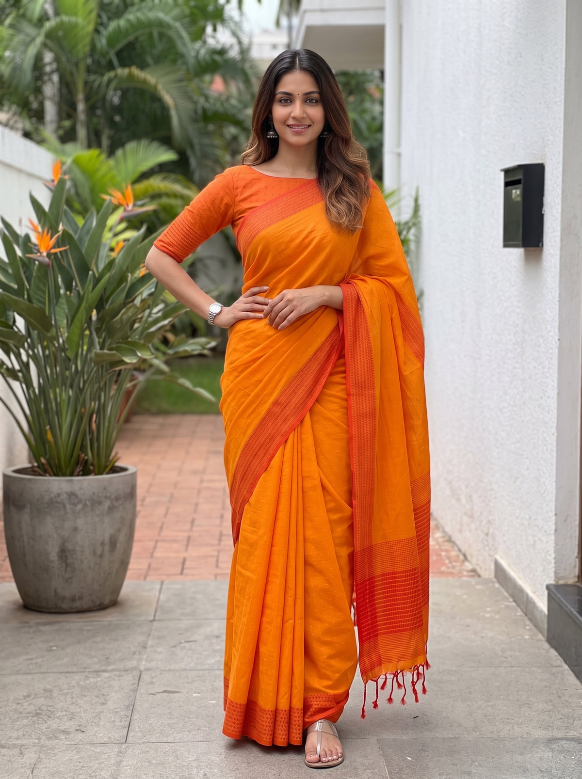 MIMOSA Gold Bengaluru Art Silk Saree — pose 4 styling detail