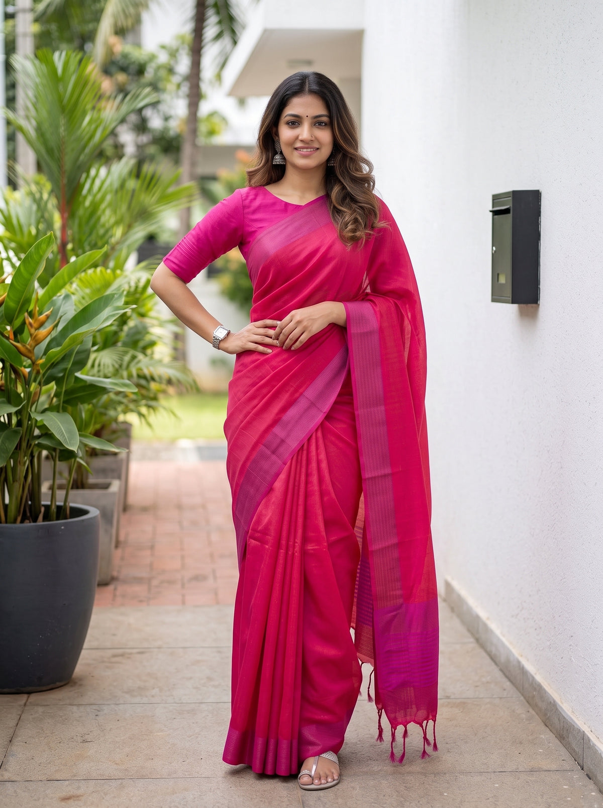 MIMOSA Gajari Bengaluru Art Silk Saree — pose 4 styling detail
