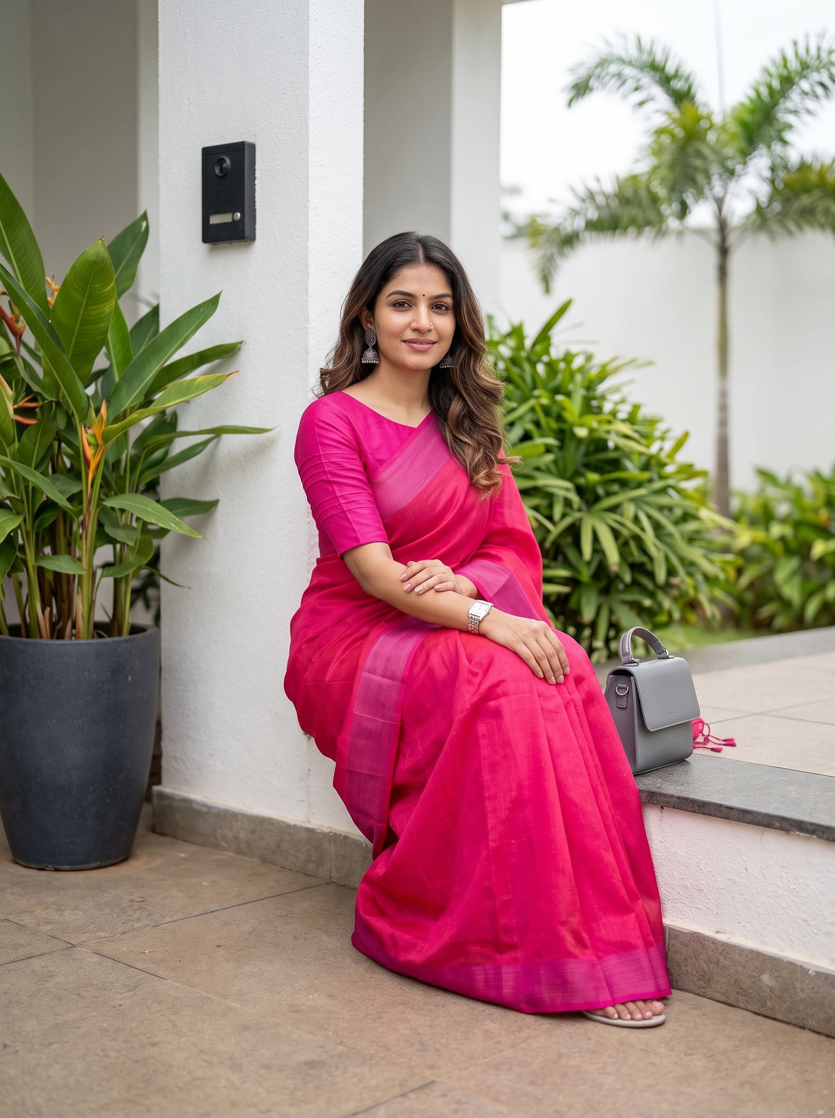 MIMOSA Gajari Bengaluru Art Silk Saree — pose 8 styling detail
