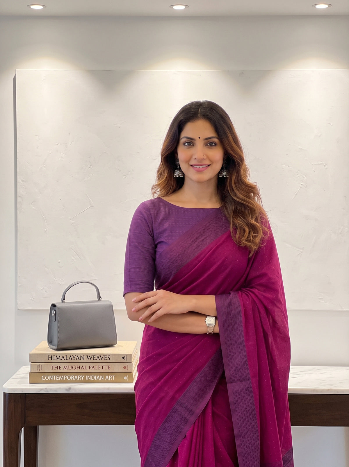 MIMOSA Magenta Bengaluru Art Silk Saree — pose 10 styling detail