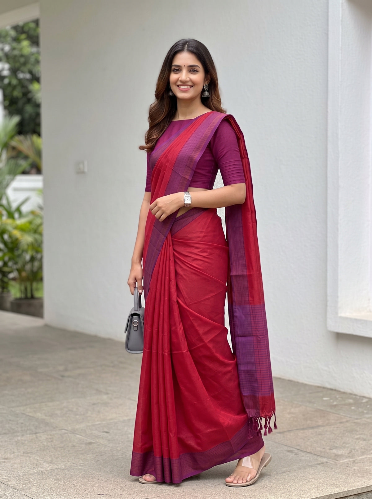 MIMOSA Maroon Bengaluru Art Silk Saree — pose 5 styling detail