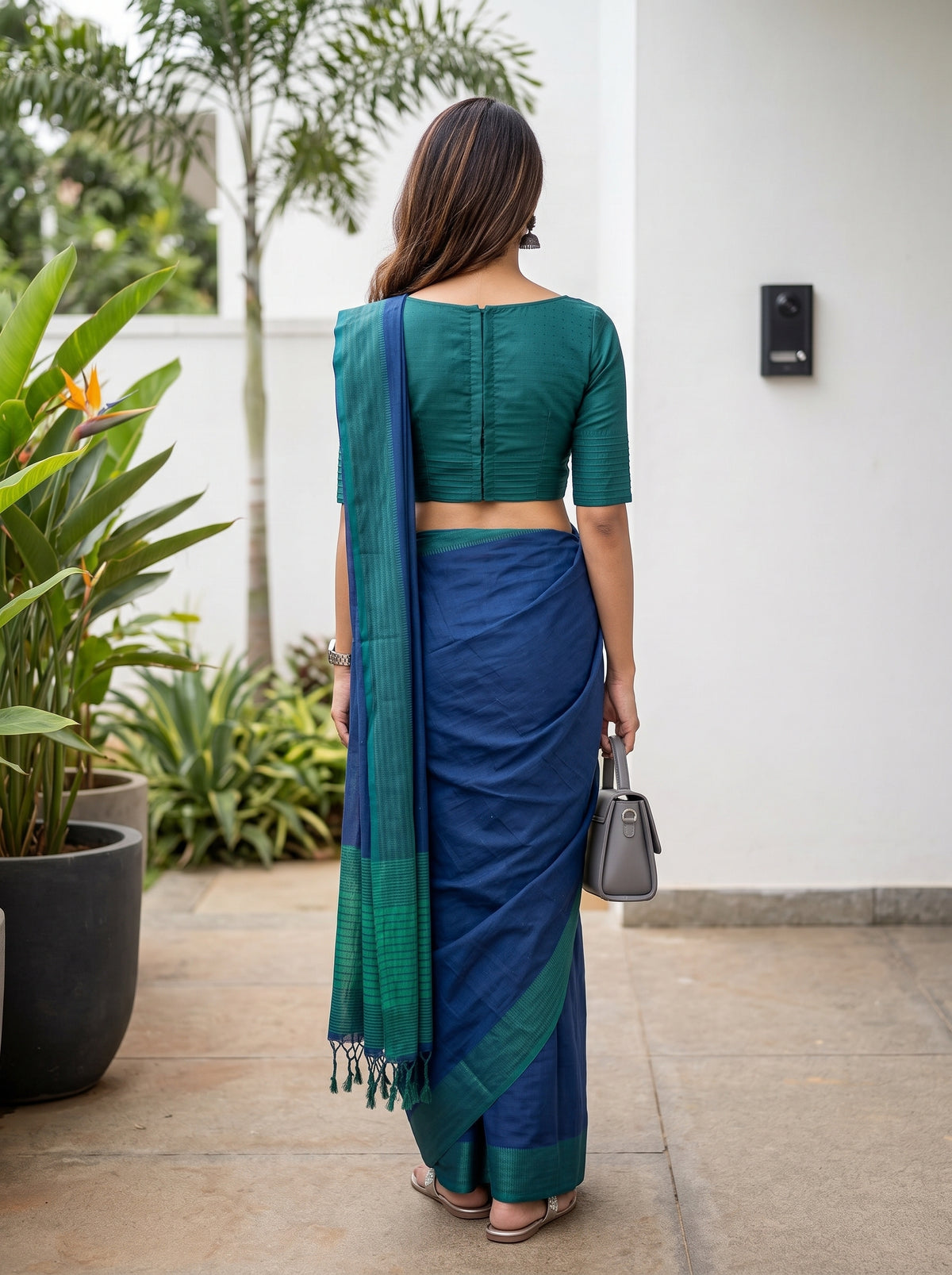 MIMOSA Navy Bengaluru Art Silk Saree — saree shot pallu body
