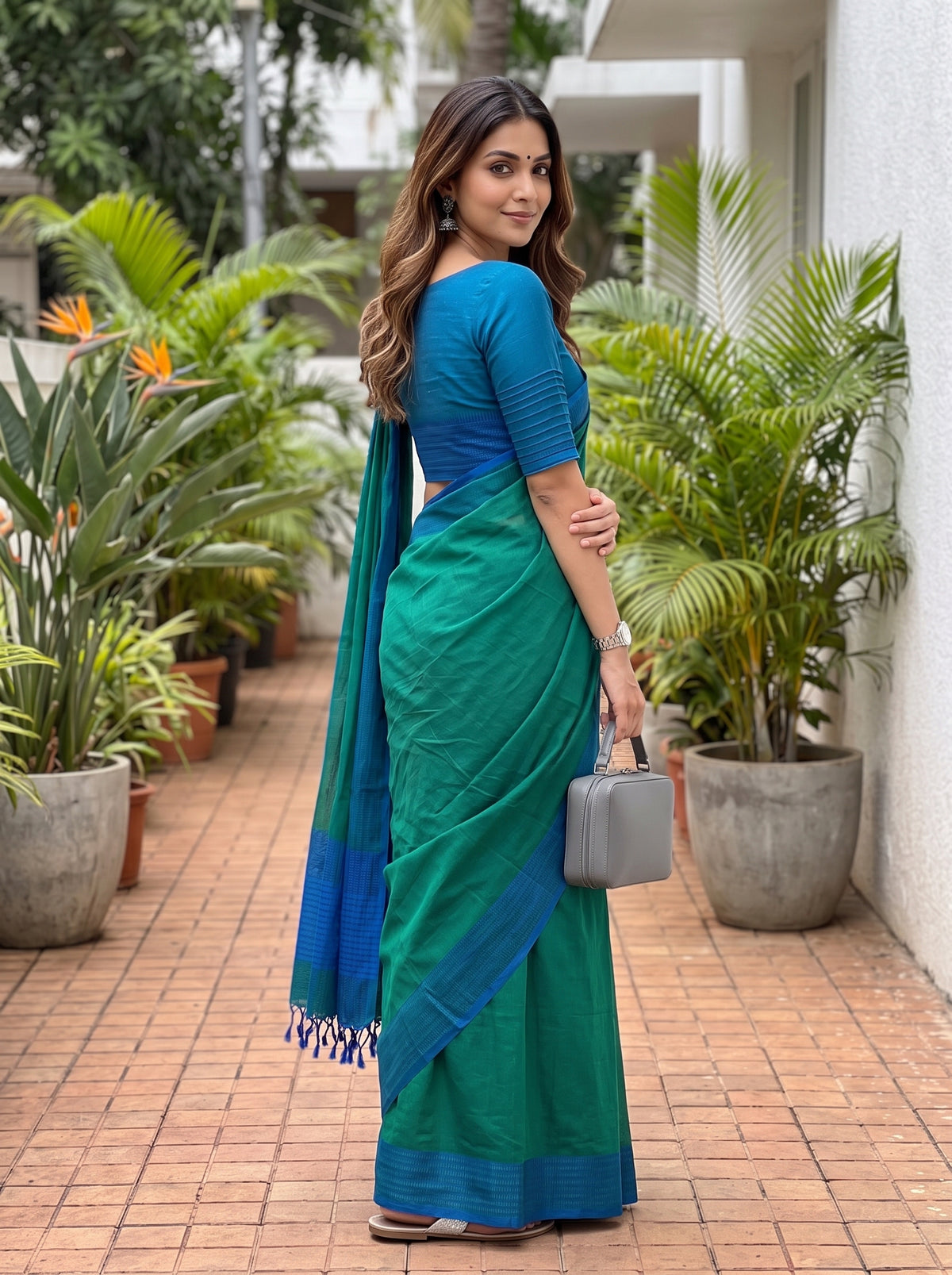 MIMOSA Rama Bengaluru Art Silk Saree — pose 7 styling detail